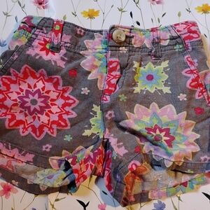 Old Navy Floral Pattern Gray Cotton Girls' Shorts